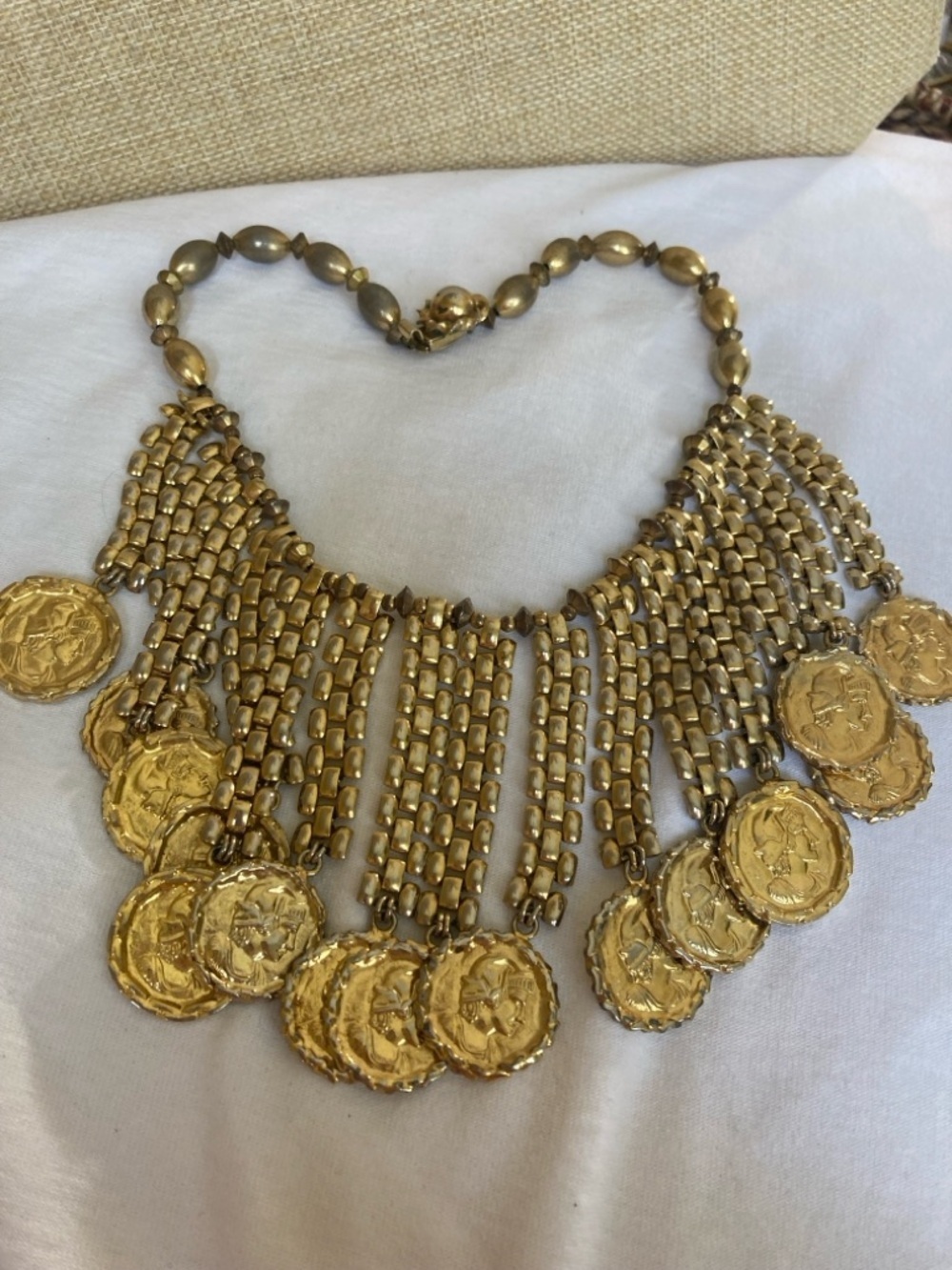 Willian DeLillo Rare Faux Coins Collar Choker Cleopatra Choker Necklace Vintage